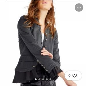 Free People Black Ruffle Layered jacket S